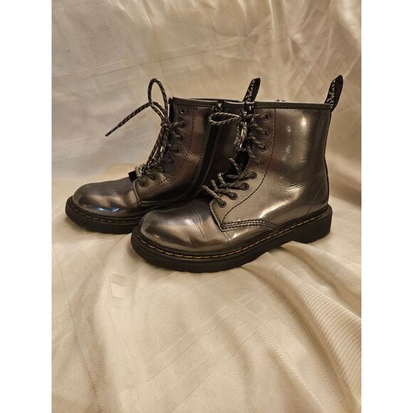 Dr Martens Boots Kids Size 3 Metallic Gray - Picture 6 of 10